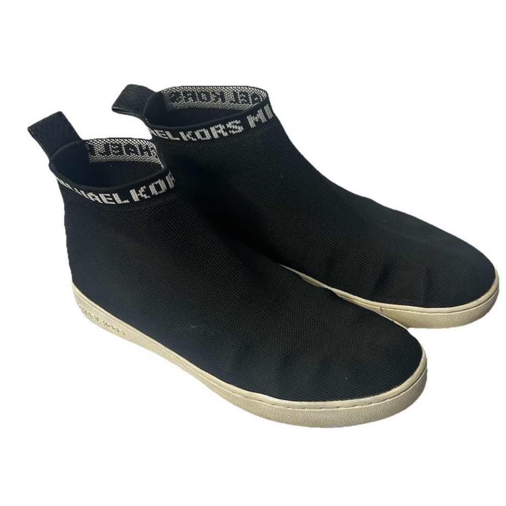MICHAEL KORS Skyler Sock Sneakers Black Knit‎ High Top Trainers Shoes Women's 8M